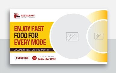 Wall Mural - Fast food restaurant youtube thumbnail and web banner template design