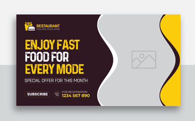 Wall Mural - Fast food restaurant youtube thumbnail and web banner template design