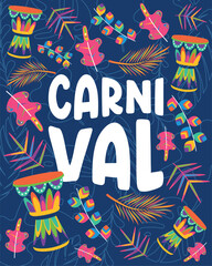 Colored brazilian carnival poster Vector illustration