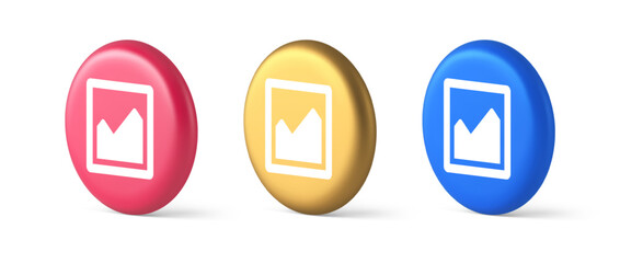 Poster - Graph diagram mathematical profit business button 3d realistic isometric circle icon