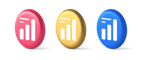 Poster - Bar graph business analyzing button diagram profit progress stock market stats 3d circle icon