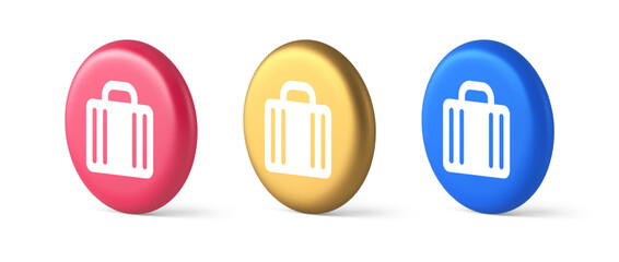 Poster - Suitcase baggage briefcase button office business accessory travel tourism element 3d circle icon