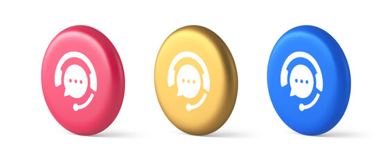 Poster - Customer support live chat service button information messaging consulting 3d isometric circle icon