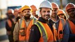 Group of workers show themselves as a team