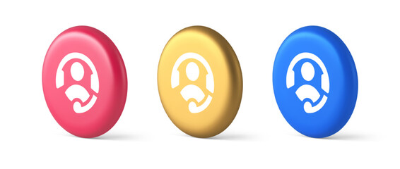 Poster - Customer support helpdesk assistance button call helpline connection 3d isometric circle icon