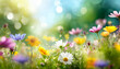 © Mariusz Blach - Spring meadow with colorful flowers against sunny blue sky. Nature background.