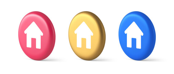 Poster - Home page button house web symbol cyberspace application interface 3d isometric circle icon