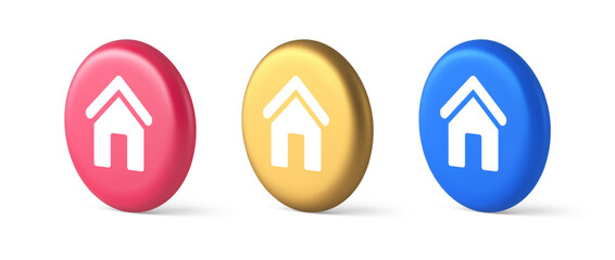 Poster - Main internet page button homepage house with roof navigation cyberspace interface 3d circle icon