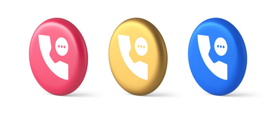 Poster - Phone consulting live chat emergency help assistance button web app design 3d realistic circle icon