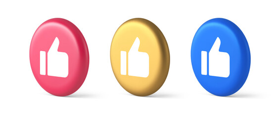 Poster - Like thumb up approve rating button confirmation cool website networking 3d circle icon