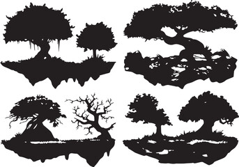  Set Trees. Hand drawn vector illustration