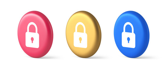 Poster - Padlock locking web access button password security protection safe encryption 3d circle icon