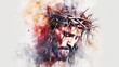 Jesus Crowned with Thorns: A Watercolor Illustration Generative AI
