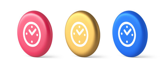Poster - Alarm clock time countdown button deadline measurement 3d realistic isometric circle icon