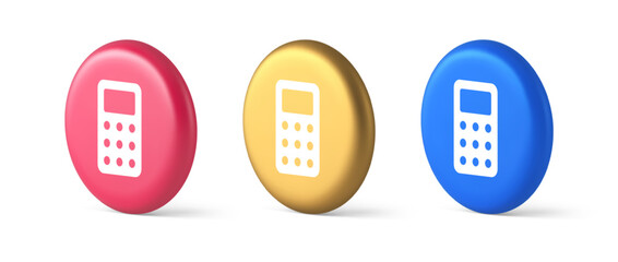 Poster - Calculator button mathematical number counting web application design 3d realistic circle icon