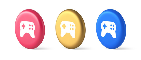Poster - Gamepad controller virtual gaming connect button joystick joypad web app 3d realistic circle icon