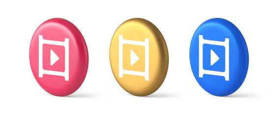 Poster - Video film multimedia content play button digital player broadcasting 3d realistic circle icon