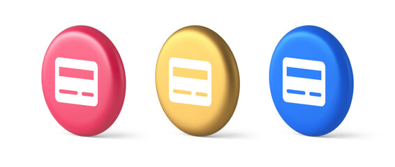 Poster - Credit debit card e money payment button digital financial banking account 3d realistic circle icon