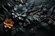 A photo of black and golden color flowers on black background Generative AI