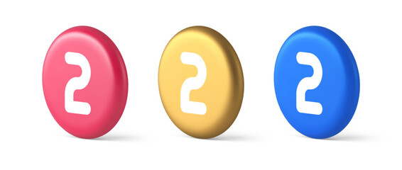 Poster - Two character button numeral cyberspace calculation service 3d realistic isometric circle icon