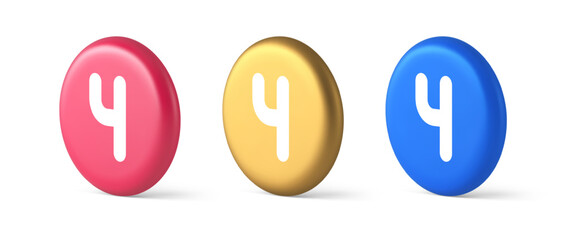 Poster - Four number button keyboard interface financial calculation service 3d isometric circle icon