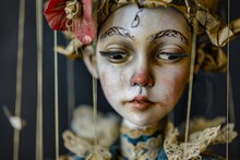 An Intricate Marionette With Delicate Golden Strings Showcasing A Tale Of Love