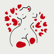 body shape girl with hearts love illustration 
