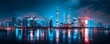 Glimpsing Shanghai's Breathtaking Night Skyline at the Huangpu River in China. Concept Breathtaking Night Skyline, Huangpu River, Shanghai, China