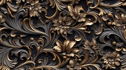 Seamless pattern Royal vintage Victorian Gothic background Rococo venzel and whorl