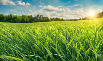 Aufkleber - Wide lawn trimmed with precision, blue sunny sky