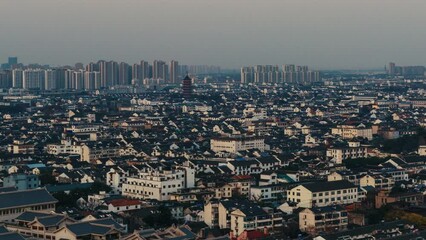 Wall Mural - Urban buildings rooftop timelapse in city of Suzhou