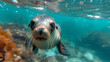 the harbor seal in the water