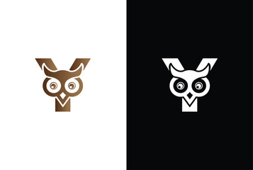 Wall Mural - Initial letter Y with owl modern company business logo icon. Simple and creative owl logo design vector, combination of letter Y and owl.