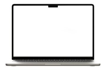 Wall Mural - detailed front side photo of laptop without background. template for mockup