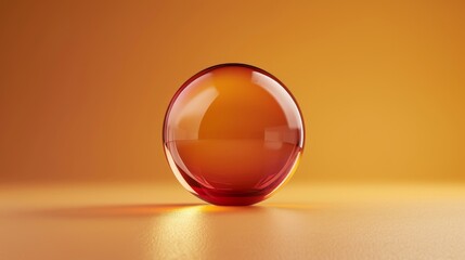 Poster - Transparent glass sphere on orange background