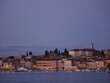 View of the embankment of Rovinj from the sea. The ships are in the harbor