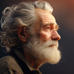 Wall Mural - Old cool man profile, handsome, avatar, generative AI 