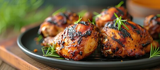 Wall Mural - Grilled chicken on a plate.