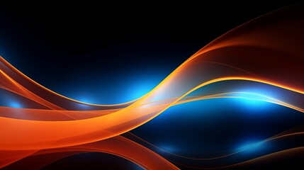 Wall Mural - Abstract digital artwork with dynamic orange and blue waves creating a sense of motion and energy, perfect for modern backgrounds