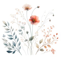 Naklejka na meble The Art of Small Flowers in a Watercolor Series