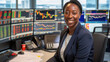 © Kondor83 - Professional African-American woman financial expert stands confidently in a trading room with multiple screens displaying market data