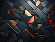 © Darcraft - Dark black mosaic background with golden lines Art Deco luxury style texture