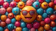 3d emoji cartoon with a lot of cool emojis background.