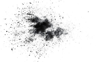 Wall Mural - black chalk pieces and dust flying, effect explode isolated on white
