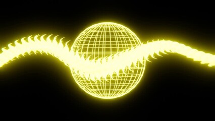 Poster - Abstract 3d modern snake dragon scale spiral neon shiny shapes sphere disco ball. Seamless loop 4K 30 fps animation