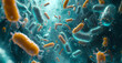 photo realistic image of bacteria being cleared out of system,