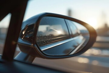 Wall Mural - Side view car mirror with reflection