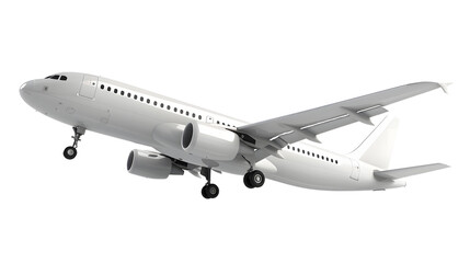 high detailed white airliner, 3d render on a white background. airplane take off