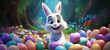 Animated Bunny Surrounded by Easter Eggs