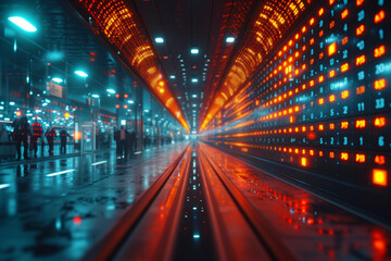 Poster - A bustling stock exchange floor where traders engage in transactions reflecting the interconnected nature of global financial markets. Concept of international finance. Generative Ai.